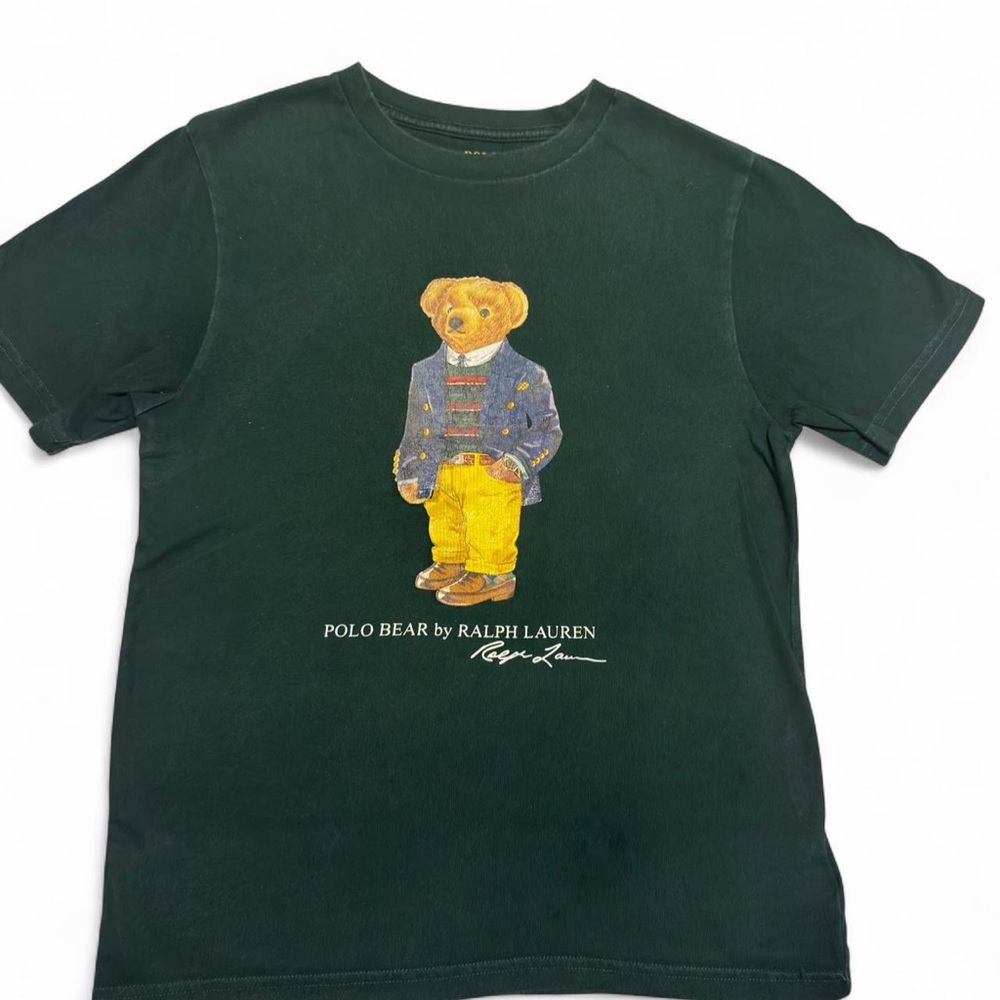 Ralph Lauren Polo Bear Graphic Tee - Forest Green with Yellow Bear Pants